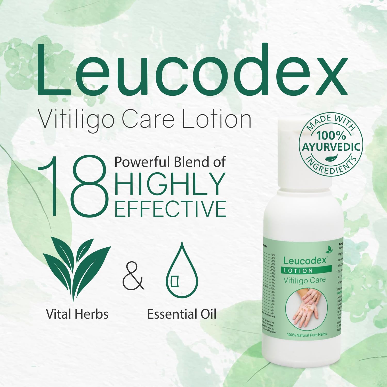 Leucodex Lotion (50ml x 2 Pack) - Herbal Ayurvedic Treatment for Skin Discoloration & Pigmentation | Natural Remedy for White Patches & Uneven Skin Tone | Perfect for Daily Skincare Routine & Hyperpigmentation Care