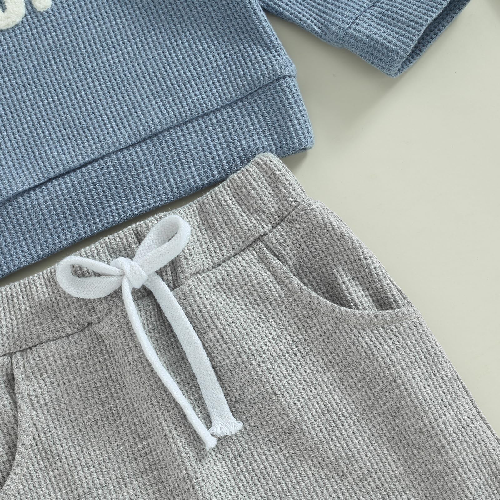 Gender Neutral Baby Clothes Set - Soft Waffle Knit Sweatshirt & Pants for Newborns | Cozy Fall Winter Outfit for Boys & Girls | Perfect for Playdates, Family Photos & Holiday Gifts