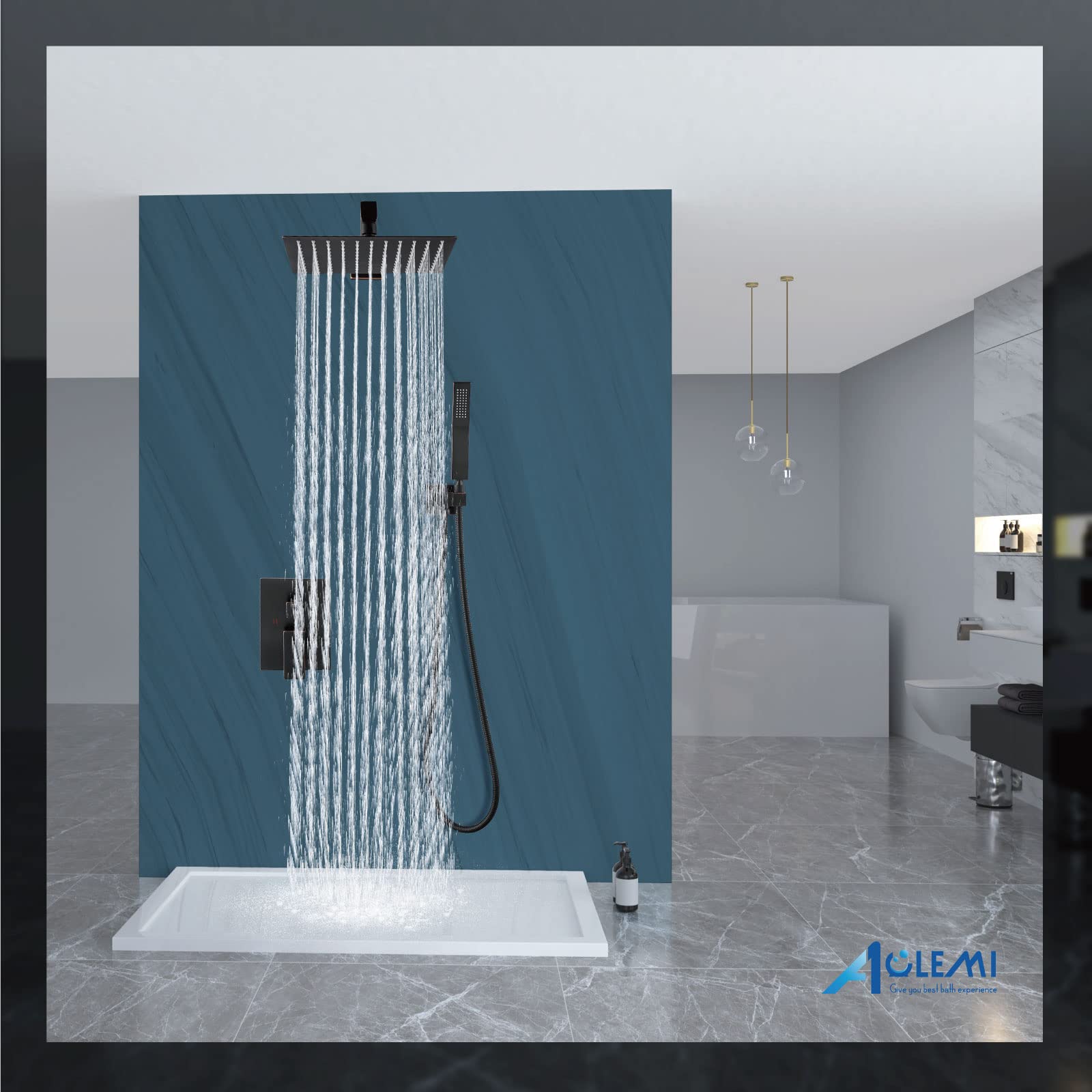 Aolemi 10 Inch Wall Mount Shower Faucet Set - Oil Rubbed Bronze Rain Shower System with Handheld Spray, Rough-in Valve & Trim Kit | Bathroom Shower Combo for Luxurious Spa Experience at Home