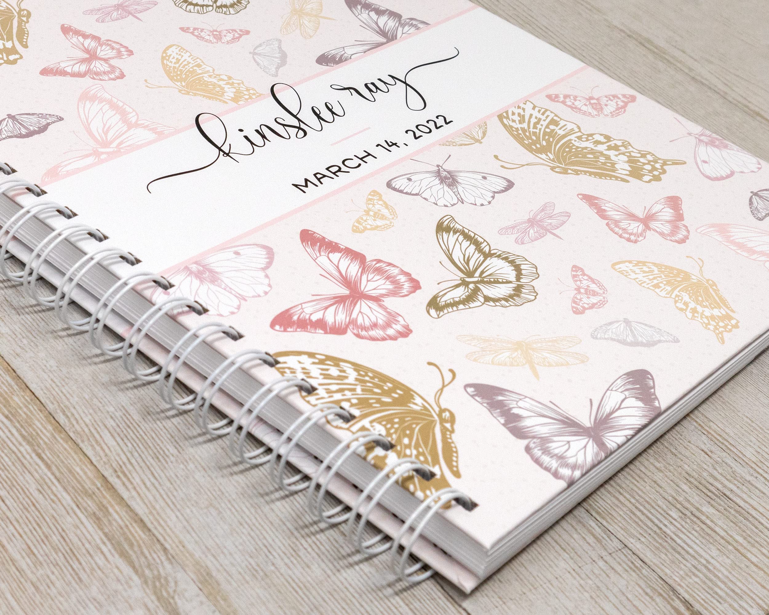 Personalized Baby Memory Book - Hard Cover First Year Album with Baby's Name - Baby Journal & Keepsake (Butterfly Design) - Perfect for Newborn Gifts, Christening, and First Birthday Presents