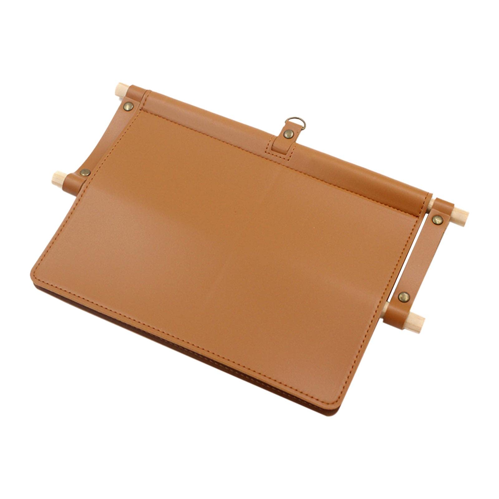 Yotijay Wall Mounted Paper Towel Holder with Hooks - PU Leather Kitchen Towel Rack, Light Brown (L) - Perfect for Kitchen, Bathroom & Office Organization