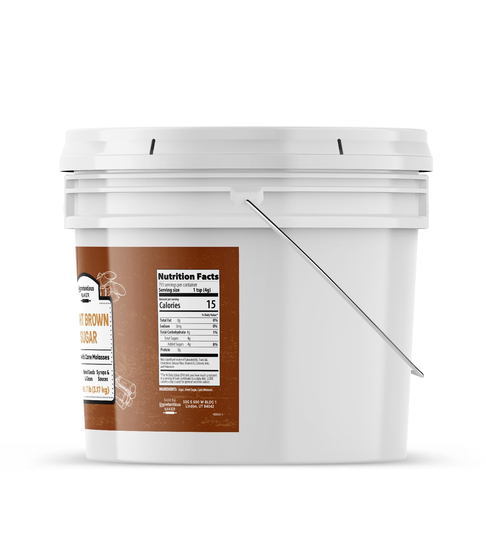 Pure Light Brown Sugar, 1 Gallon - Natural Cane Molasses Sweetener for Baking, Cooking & Beverages - Ideal for Desserts, Meat Glazes & Fruit Preserves