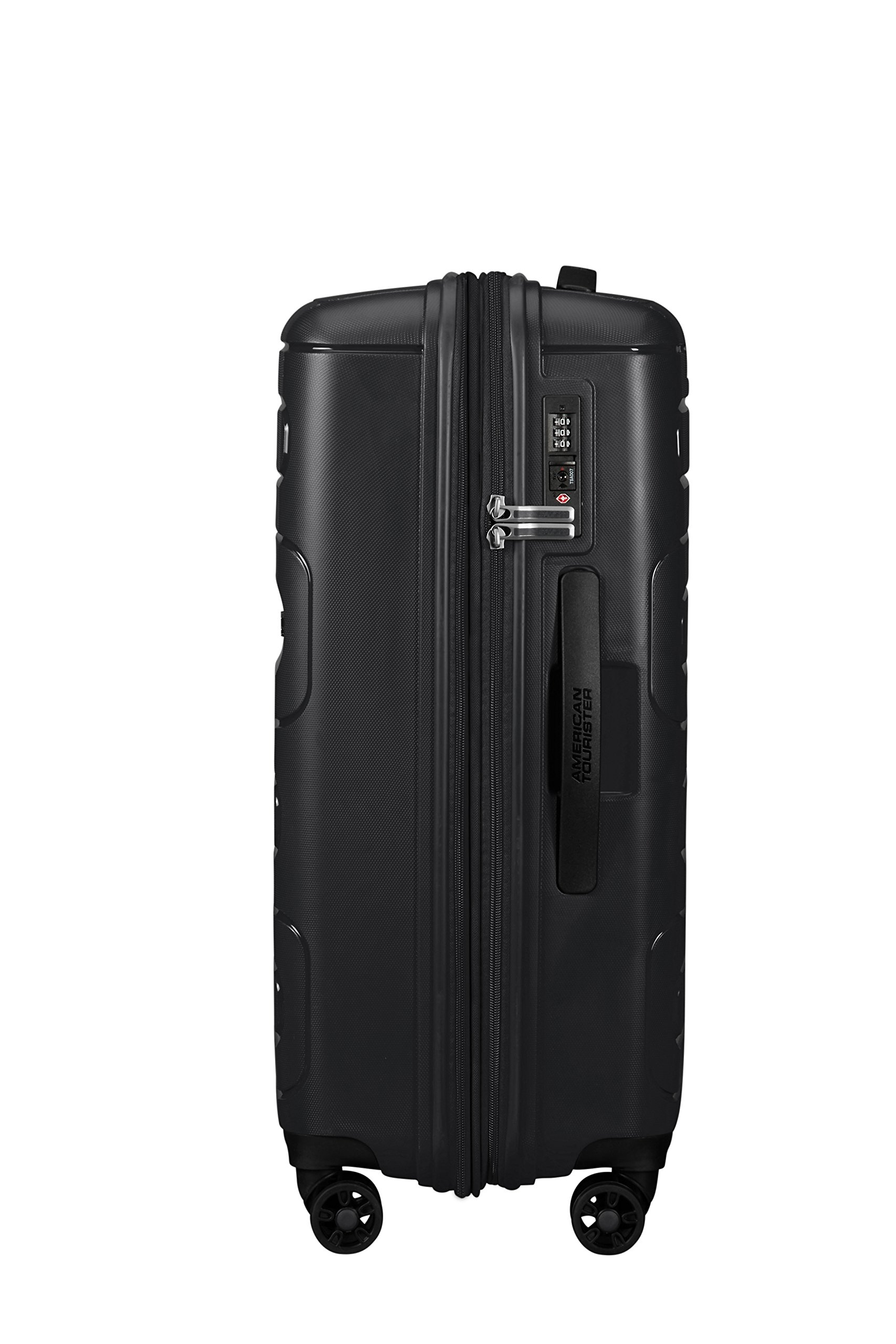 American Tourister Black Spinner Luggage 67.5cm-83.5L Carry-On Suitcase with 360° Wheels for Business Travel & Weekend Getaways