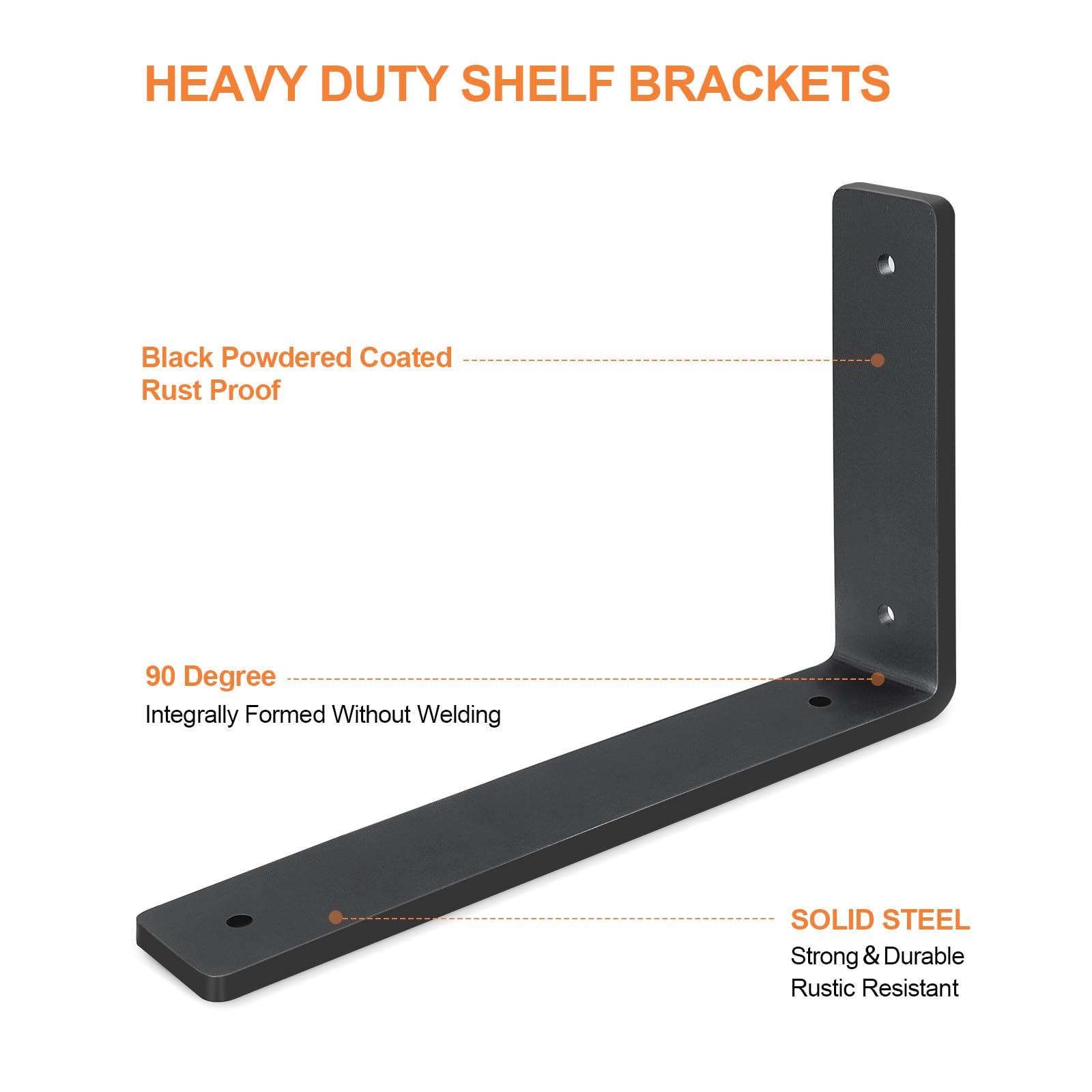 Heavy Duty 8 Inch Shelf Brackets (6 Pack) - Rustic L-Shaped Floating Shelf Brackets for Wall Mounting - DIY Home Decor with Mounting Hardware - Perfect for Living Room, Kitchen & Bathroom Storage
