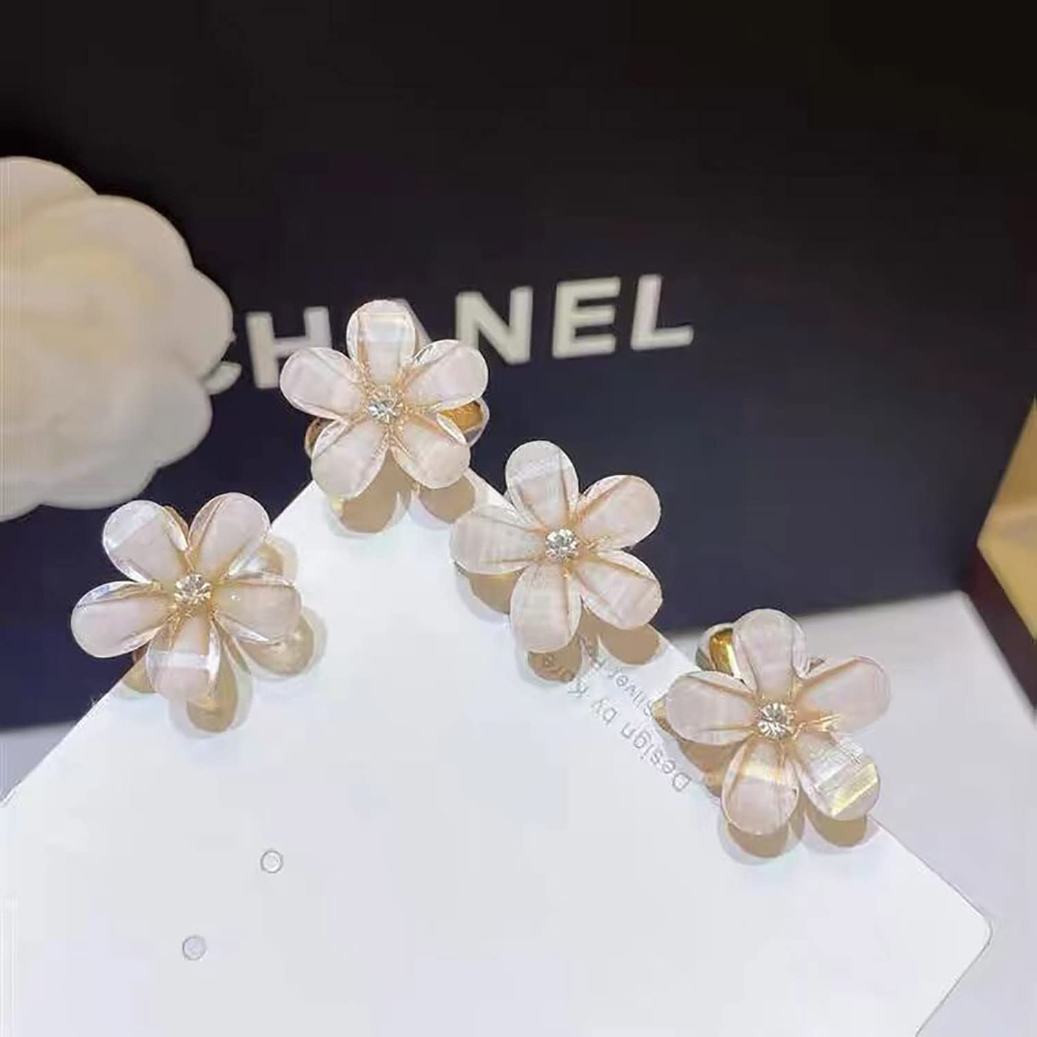 12 Pack Small Pearl Hair Claw Clips - Mini Crystal Flower Spring Floral Hair Clips for Women & Girls - Sweet Artificial Flower Crystal Barrettes - Perfect for Parties, Weddings & Everyday Hair Accessories