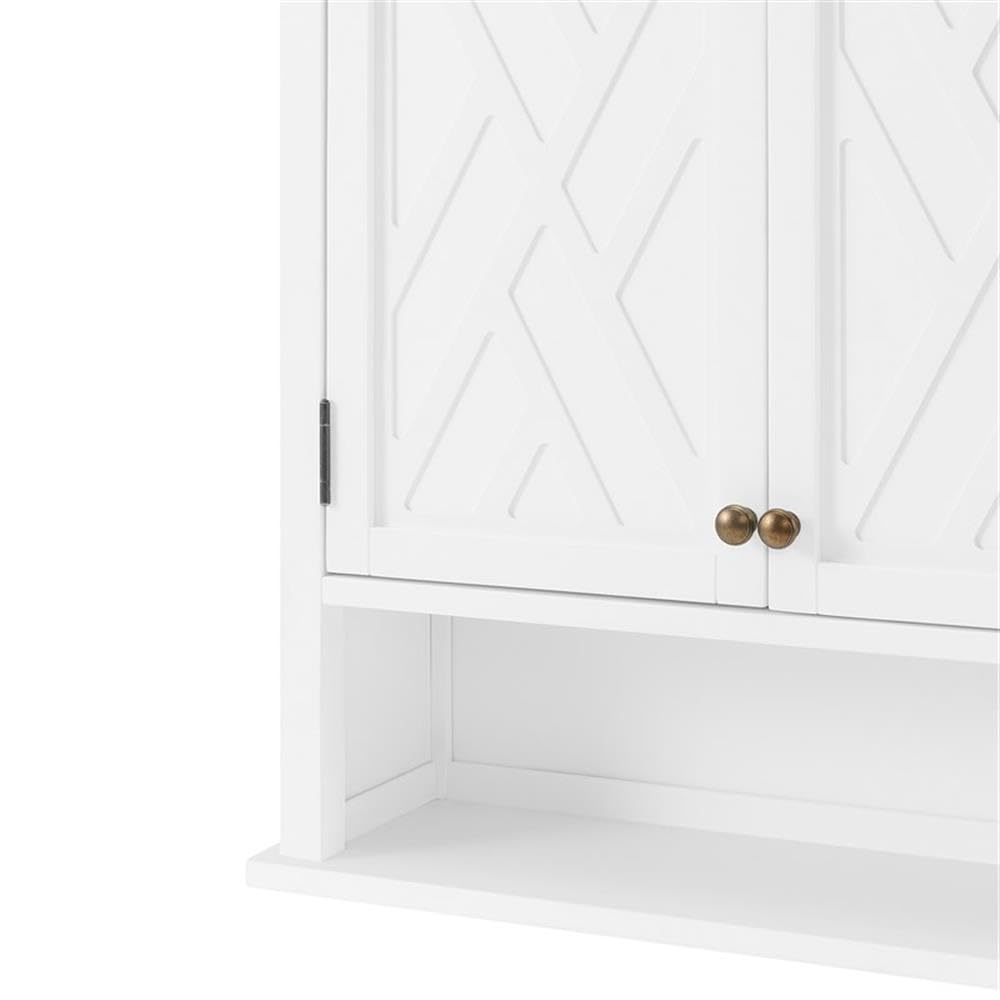 Alaterre Coventry White Wall Mounted Bathroom Storage Cabinet with 2 Doors & Open Shelf - 27