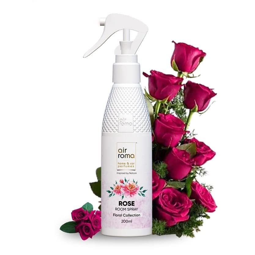 AIR-ROMA Rose Air Freshener Spray - Long Lasting Fragrance & Odor Eliminator for Home, Office, Car & Bathroom (200ml) | Fresh Floral Scent for Daily Use & Special Occasions