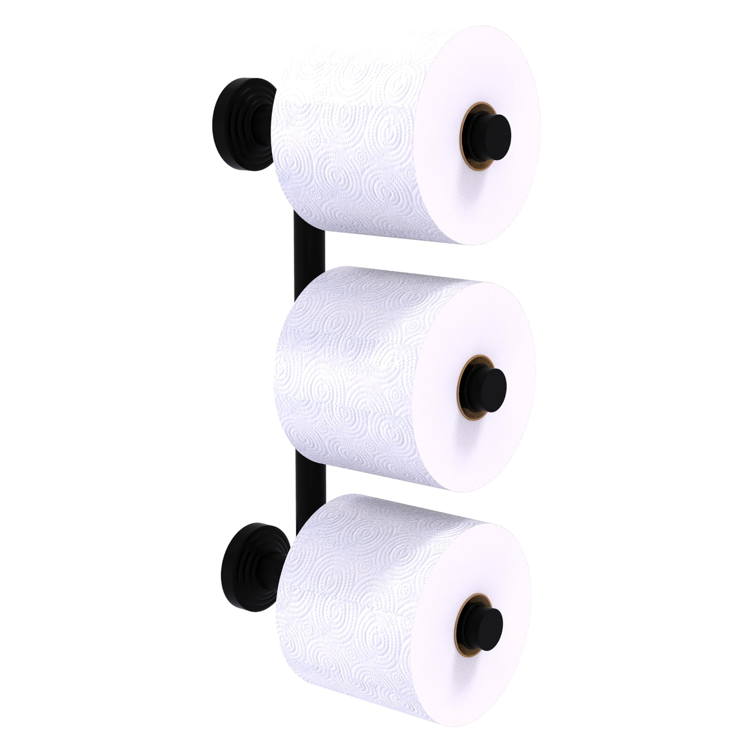 Allied Brass WP-24-3 Waverly Place Collection 3-Reserve Roll Toilet Paper Holder in Matte Black - Bathroom Tissue Dispenser for Modern Homes & Luxury Hotels