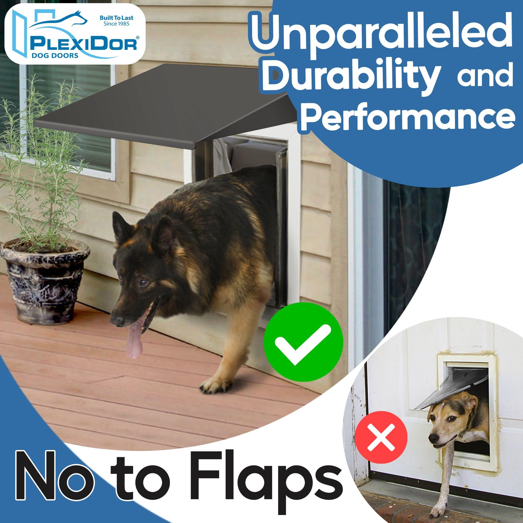 Plexidor Universal Pet Door with Weatherproof Canopy - Durable Dog & Cat Door for Indoor/Outdoor Use - Perfect for Patio, Spa, and Garden Protection