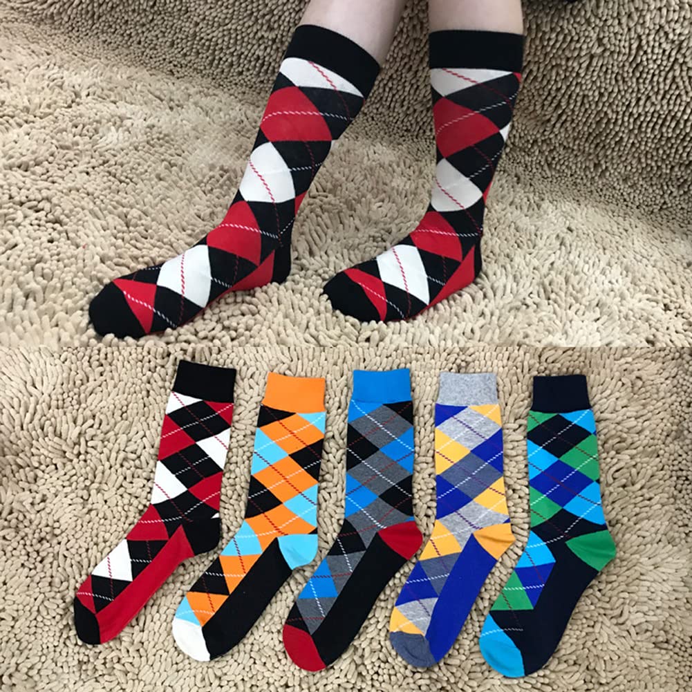 DRASEX Men's Dress Socks - Funky Colorful Crew Socks for Work & Casual Wear - Breathable Cotton Patterned Socks for Office, Business & Daily Use