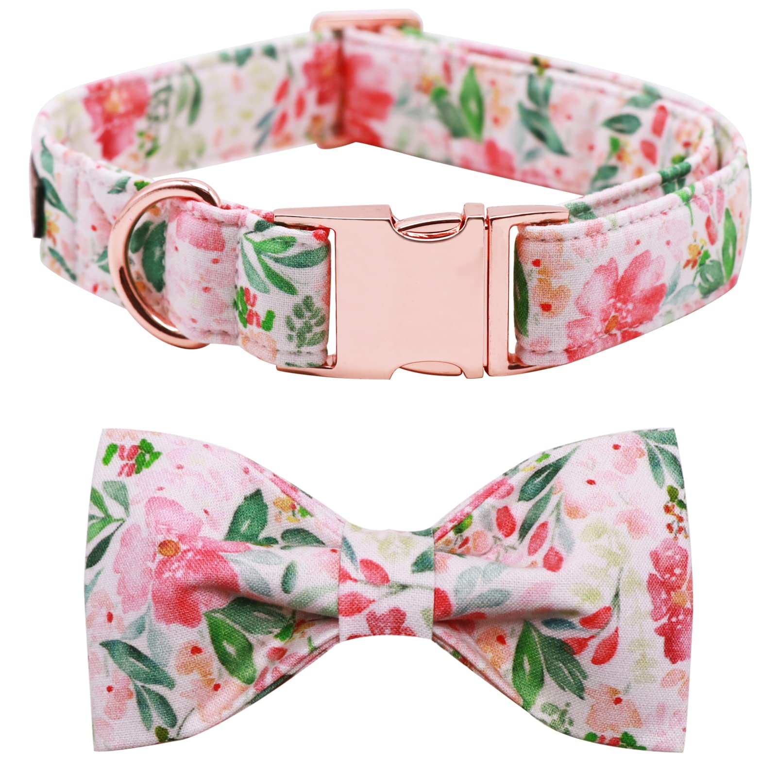 Lionet Paws Adjustable Dog Collar with Bow Tie - Soft Comfortable X-Large Pet Collar with Metal Buckle (16-26 Inches Neck) for Daily Walks, Grooming & Special Occasions