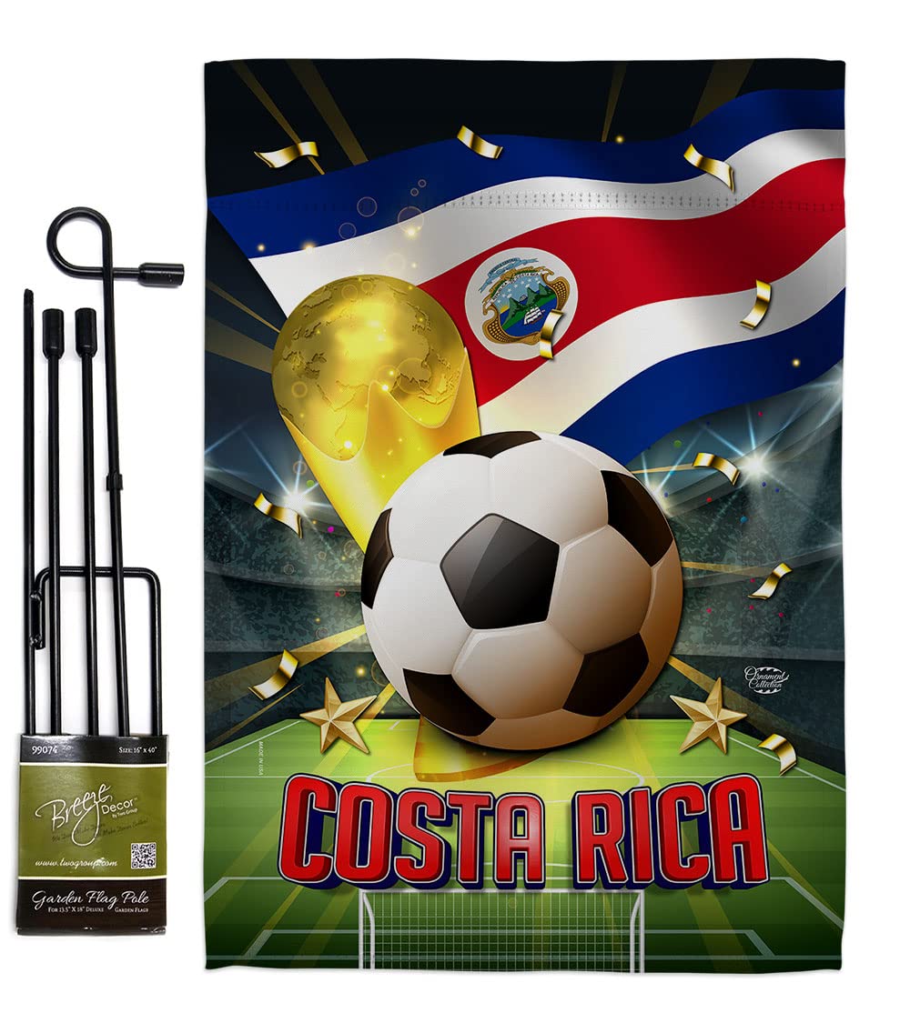 Costa Rica World Cup Garden Flag Set - Double-Sided Soccer Decor for Yard & Home