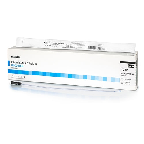 McKesson 16 Inch Uncoated Urethral Catheter Coude Tip - Sterile Medical Catheter for Men & Women - Available in Various Sizes (5/6/8/10/12/14/16/18/20/22/24 Fr) - Ideal for Hospital, Home Care & Urinary Drainage