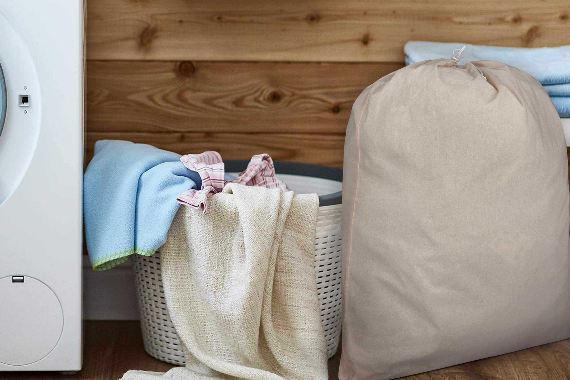 Urban Villa Extra Large Heavy Duty Canvas Laundry Bag - 28''x36'' Natural Cotton Multi-Use Laundry Hamper for College Dorm, Travel & Home Organization