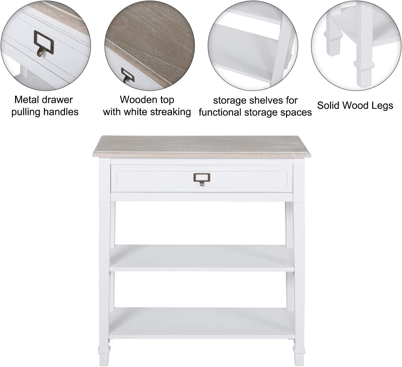 Kinsuite Narrow Console Table - Modern Entryway Hallway Table with Storage, White | Accent Sofa Table for Living Room, Bedroom & Small Spaces | Perfect for Home Décor, Apartment Entry & Compact Areas