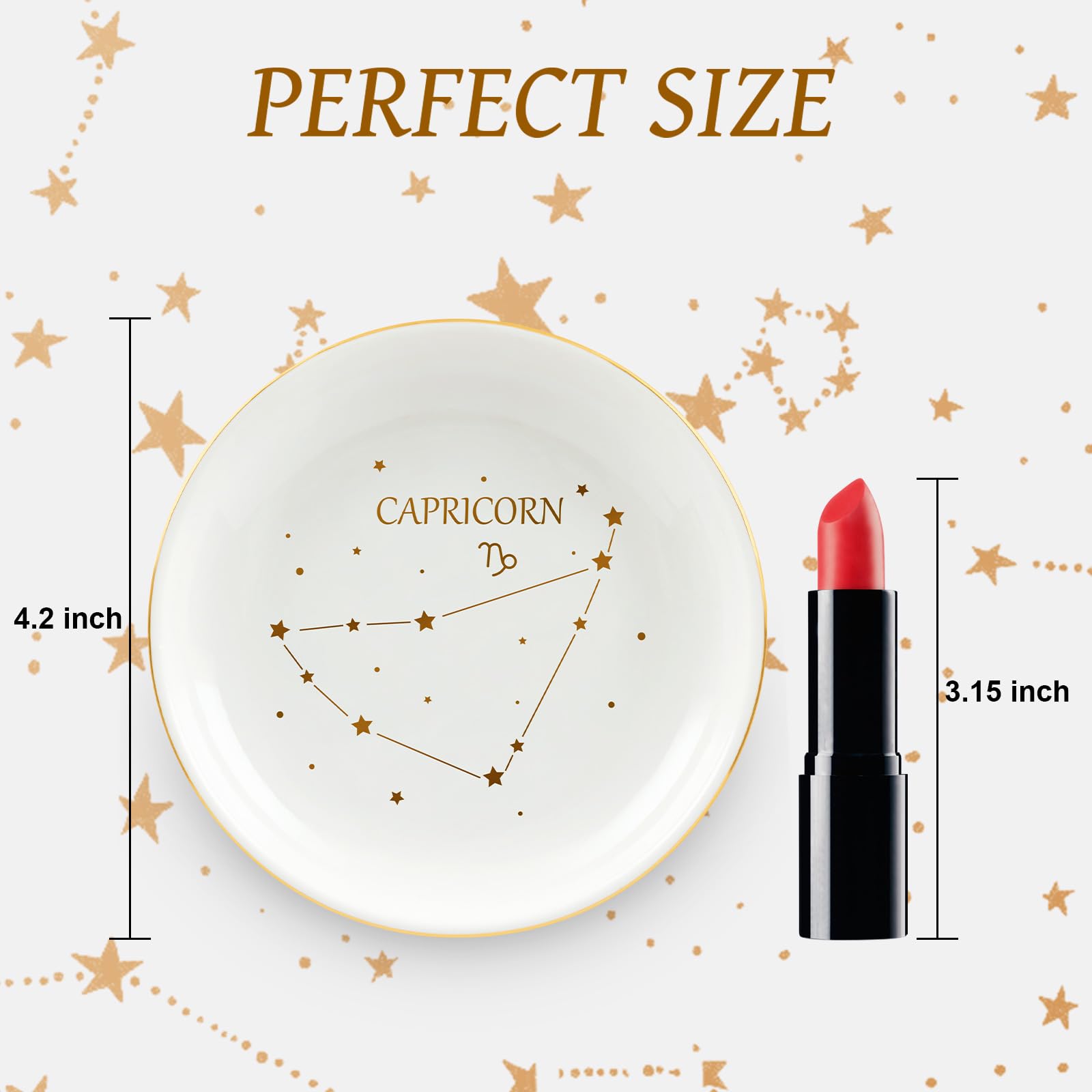 Capricorn Zodiac Gifts for Women - Ceramic Astrology Ring Dish & Jewelry Tray, Perfect Birthday Gift for Capricorn Women & Girls | Zodiac-Themed Home Decor & Jewelry Organizer