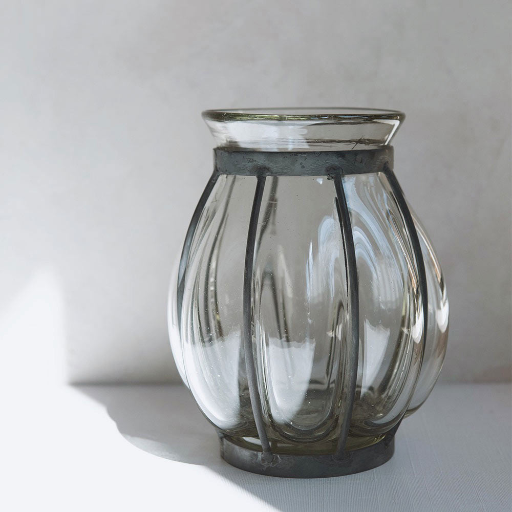 Handmade Blown Glass Vase and Lantern Set - Elegant Home Decor for Living Room, Wedding Centerpiece, Boho Chic Interior Design