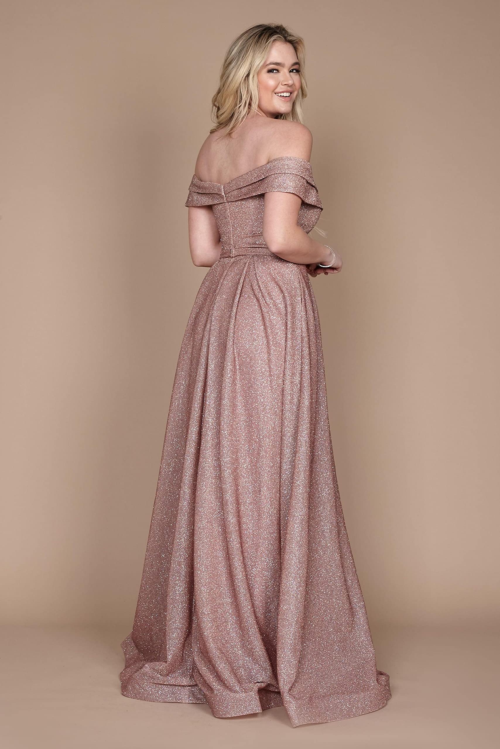 Sparkly Long Off-Shoulder Prom Dress for Women - Elegant Glitter Evening Gown for Homecoming, Pageant & Formal Events