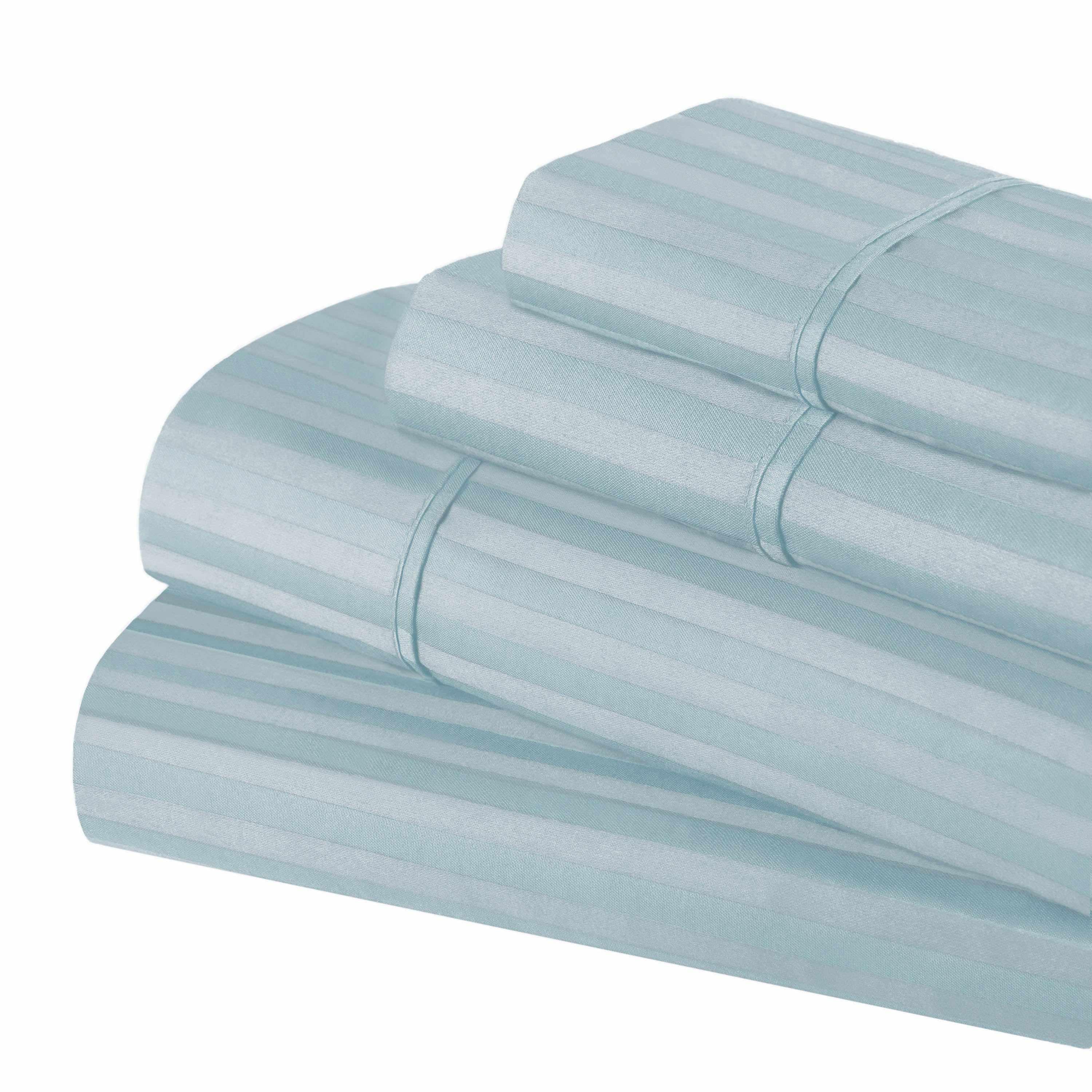 Premium 400 Thread Count Egyptian Cotton Sheet Set - Deep Pocket, Striped Design for Ultimate Comfort - Perfect for Master Bedrooms & Guest Rooms