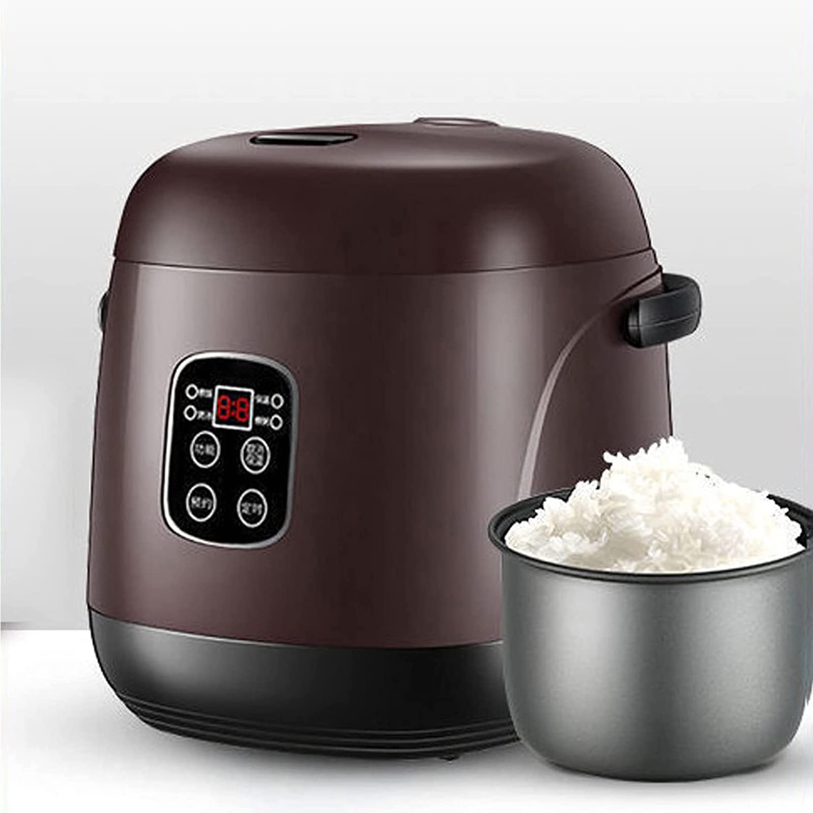 1.2L Smart Mini Rice Cooker for 1-2 People | Slow Cooker & Steamer | One-Touch Operation | Compact Kitchen Appliance | Perfect for Dorms, Offices & Small Apartments | Brown