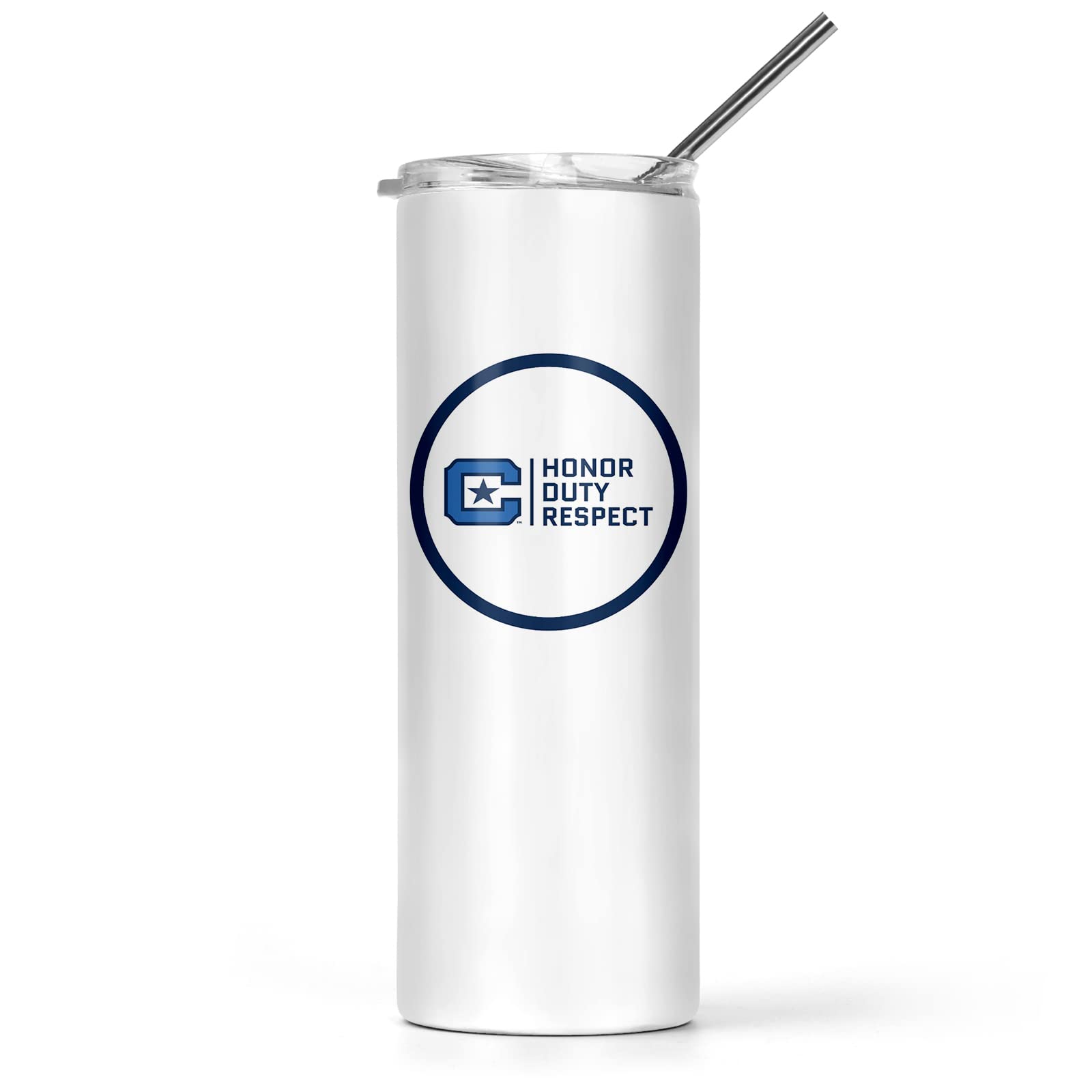 The Citadel Skinny Stainless Steel Tumbler with Straw & Lid - 20oz Double Wall Insulated Water Bottle for Hot & Cold Drinks - Perfect for Gym, Office, Travel & Outdoor Activities