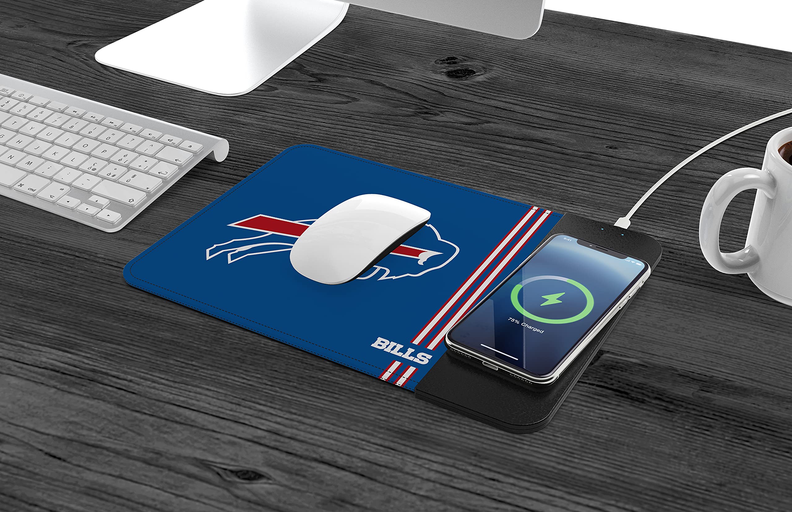 SOAR NFL Team Logo Wireless Charging Mouse Pad - Fast Qi-Compatible Charger for iPhone & Android - Perfect for Gaming, Office & Home Desk Setup