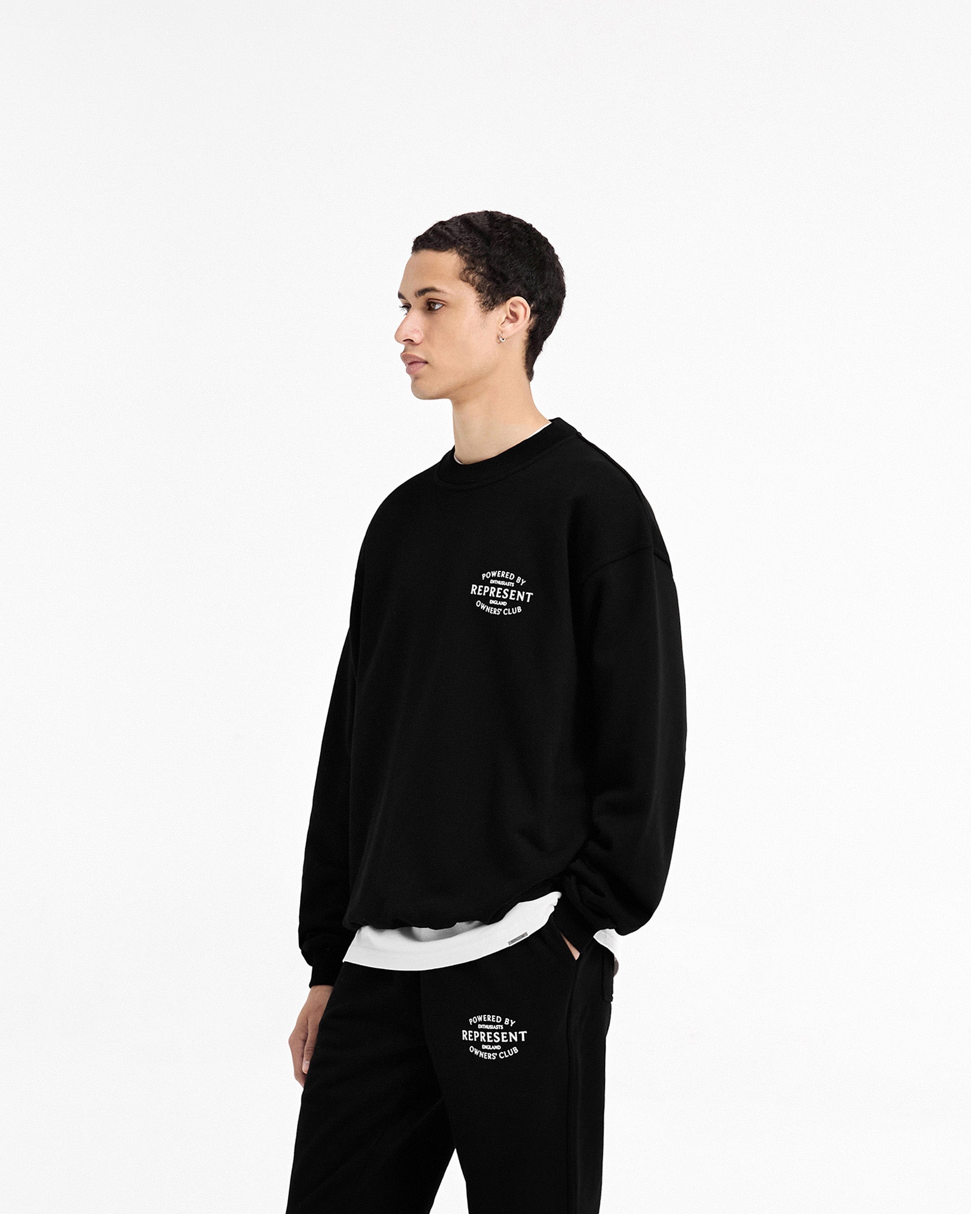 Represent Owners Club Stamp Sweater - Jet Black Unisex Pullover | Streetwear Fashion Hoodie for Men & Women | Perfect for Casual Outfits, Urban Style & Lounge Wear