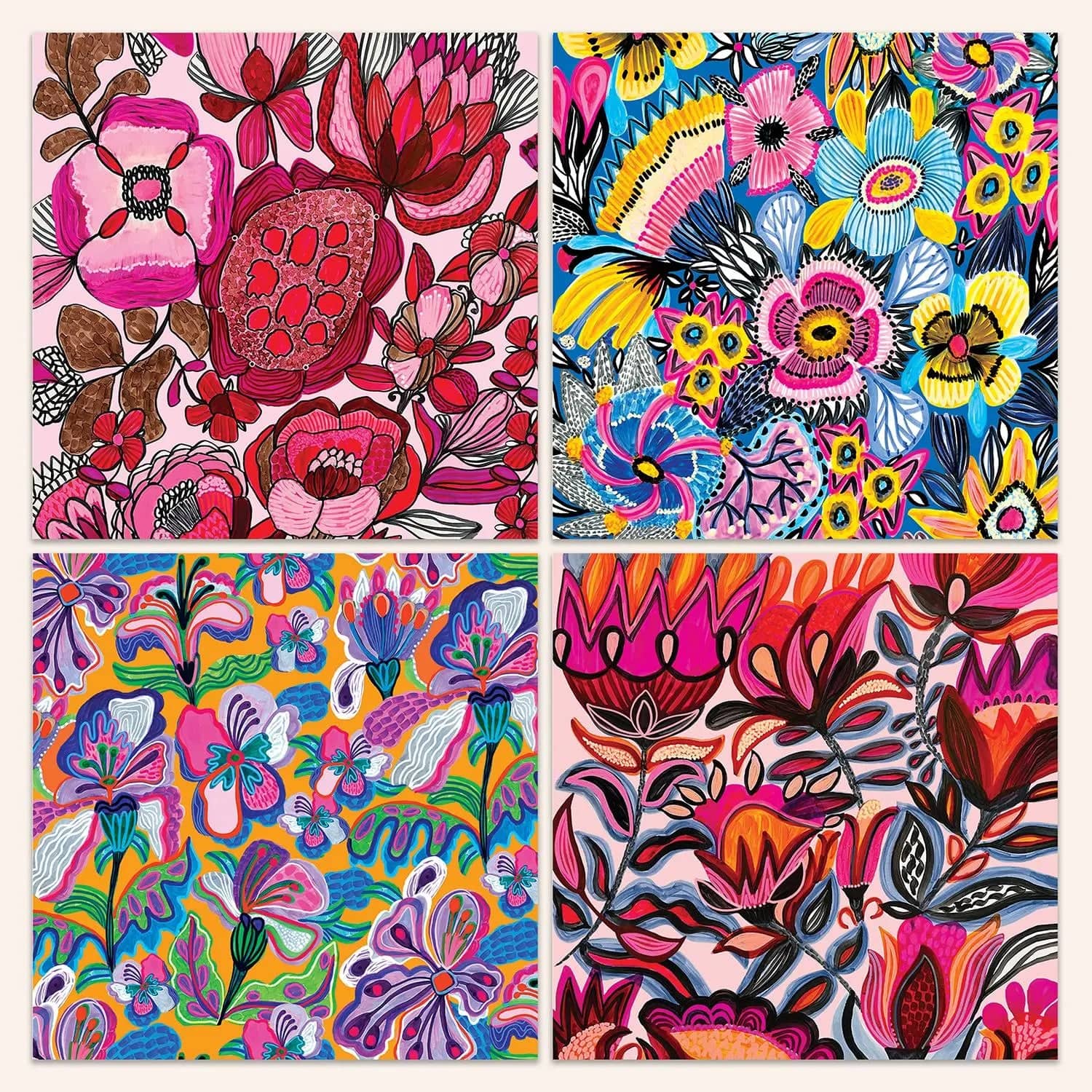 Rosa Botanica Set of 4 Australian Greeting Cards | Floral Botanical Design | Perfect for Birthdays, Thank You, and Special Occasions
