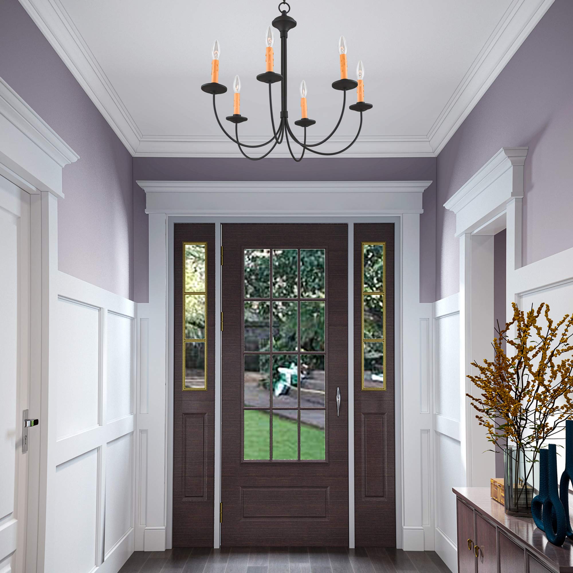 Livex Lighting 4456-04 Heritage 6-Light Black Chandelier - Elegant Dining Room & Bedroom Ceiling Fixture for Modern & Traditional Homes