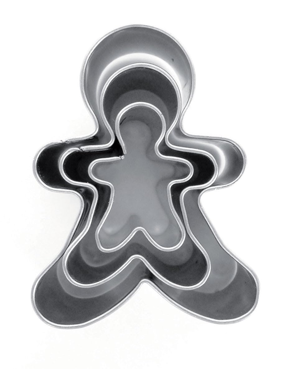 3 Mini Stainless Steel Cookie Cutters - Gingerbread Man Shape - Perfect for Holiday Baking, DIY Cookies & Christmas Decorations