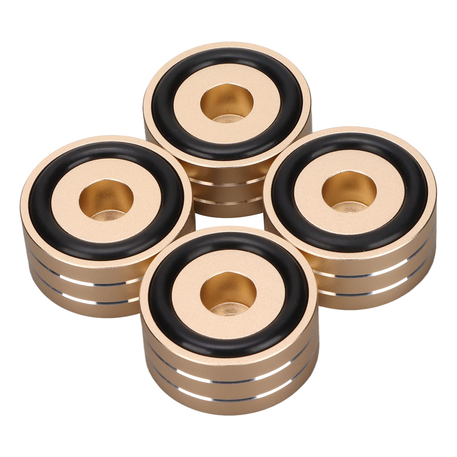 Yunseity 4pcs 40x20mm Golden Aluminum Alloy Speaker Spikes with Non-Slip Rubber Rings - Premium Isolation Stands for CD, DVD Players, Tube Amplifiers, and Home Theater Systems