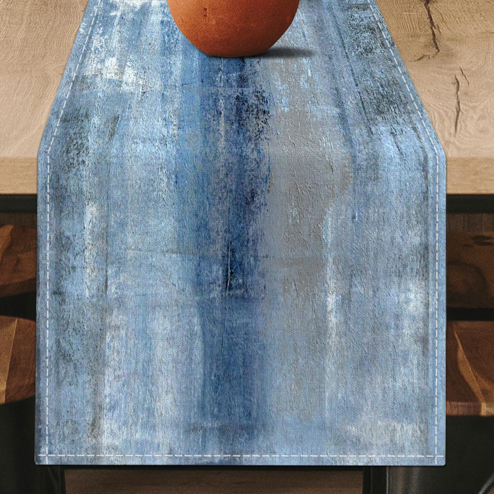Modern Blue Grey Linen Table Runner - Farmhouse Rustic Style 13