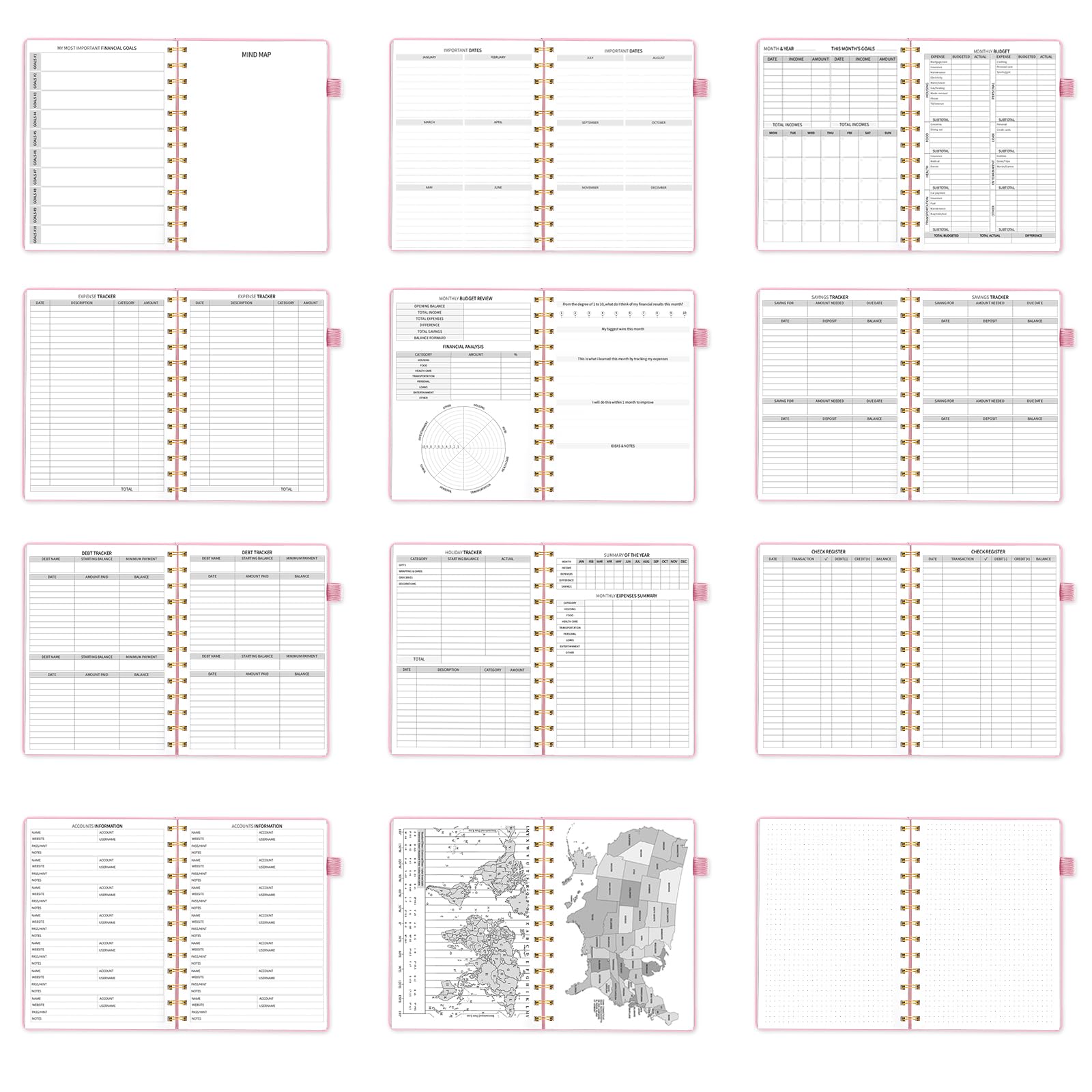 2025-2026 Budget Planner - Monthly Bill Organizer with Pockets | Undated Financial Planner with Expense Tracker | Money Management Journal | Medium Size 5.5