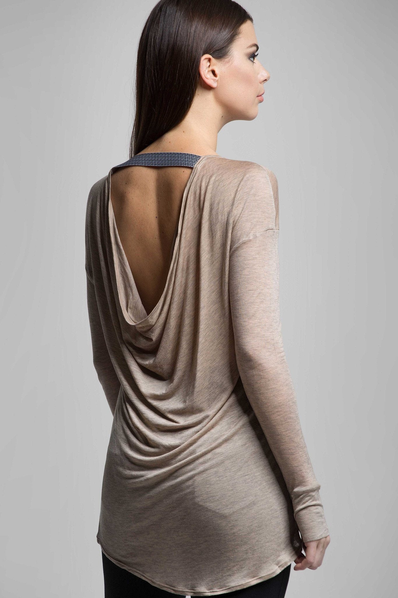 Carmen Open Back Long Sleeve Silk Blouse for Women - Elegant Party & Evening Wear - Perfect for Date Night, Cocktail Parties & Special Occasions