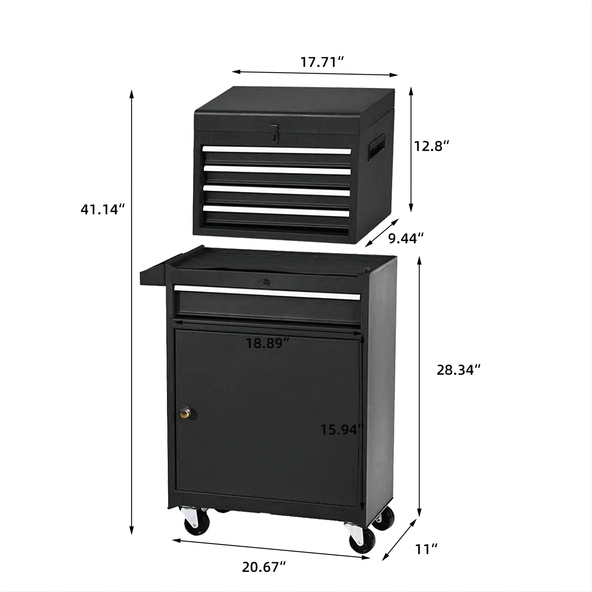 5-Drawer Rolling Tool Chest with Lockable Drawers & 4 Wheels - High Capacity Tool Storage Cabinet for Garage, Warehouse & Workshop Organization (Black) - Perfect for Professional Mechanics & DIY Home Improvement Projects