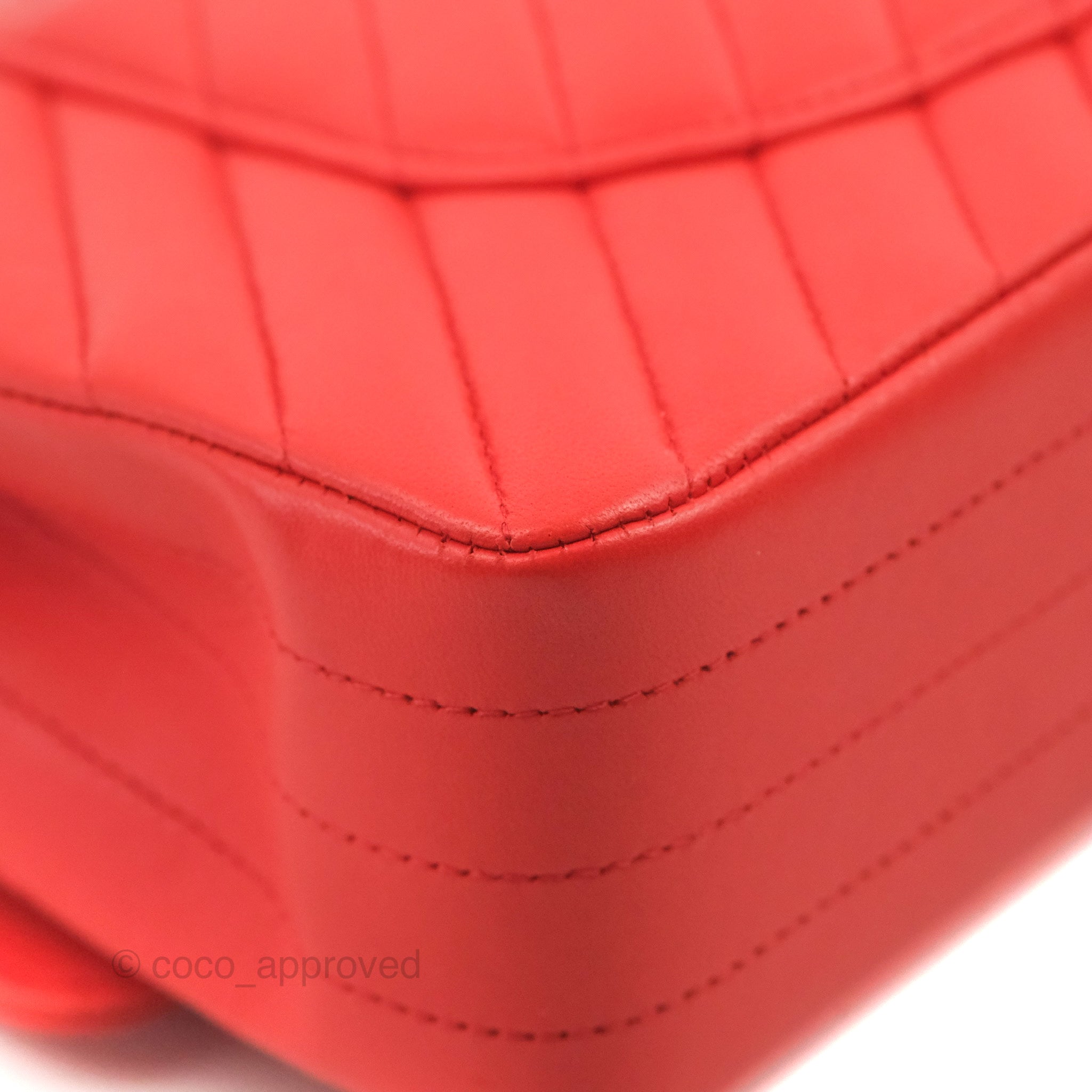 Chanel Classic Medium Flap Bag - Chevron Red Lambskin Leather with Gold Hardware | Luxury Designer Handbag for Women | Perfect for Date Night, Parties & Special Occasions