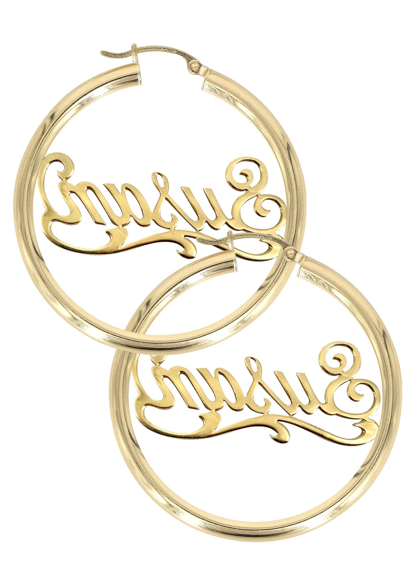 14K Gold Name Plate Hoop Earrings for Women - Personalized Engraved Dainty Jewelry Gift for Her - Perfect for Everyday Wear, Parties & Special Occasions