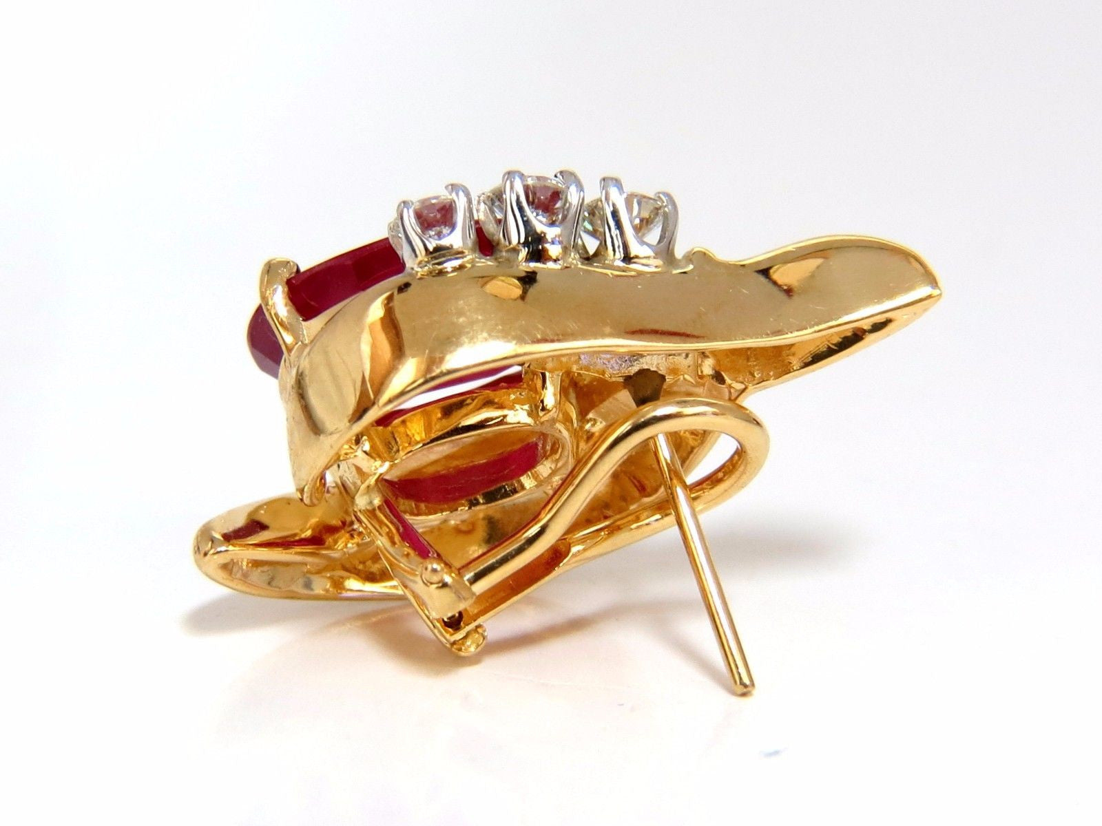 13.00ct Natural Diamond & Clarity Enhanced Ruby Earrings in 14K Gold - Perfect for Weddings, Anniversaries & Special Occasions