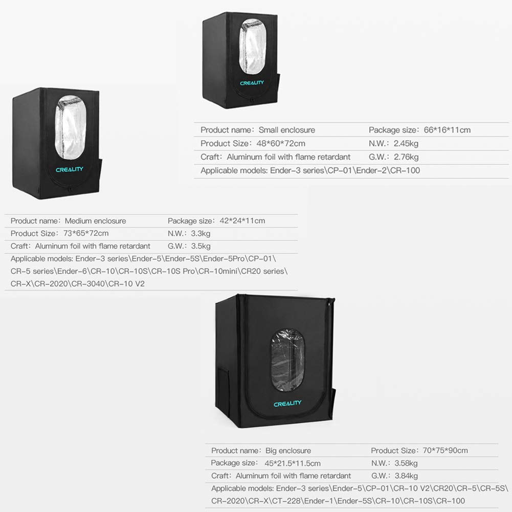Fireproof & Dustproof 3D Printer Enclosure Tent - Constant Temperature Heating Box for Creality Ender 3 V2/Ender 5/CR-10 Series - Soundproof & Warm Enclosure for Home/Office 3D Printing Workspace