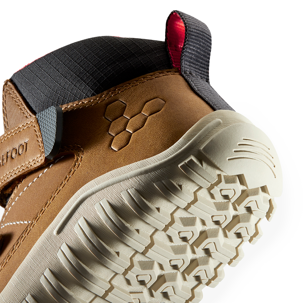Vivobarefoot Tracker AT Kids Acorn - Waterproof Hiking Boots for Boys & Girls - Outdoor Adventure Shoes for Trail Running & Nature Exploration