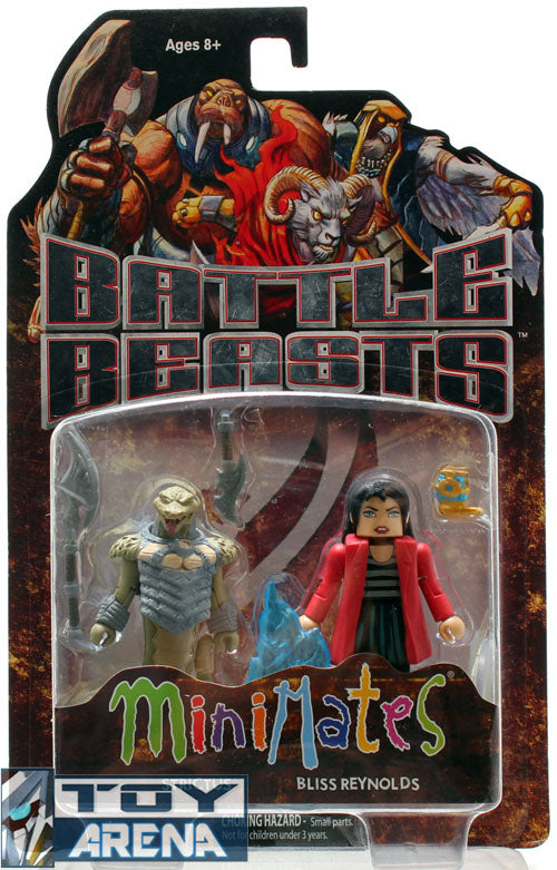 Battle Beasts Minimates Series 1 Stictus Rattle Snake & Bliss Reynolds Action Figures - Collectible Toy Set for Kids and Adults - Perfect for Display, Play, and Gift Giving