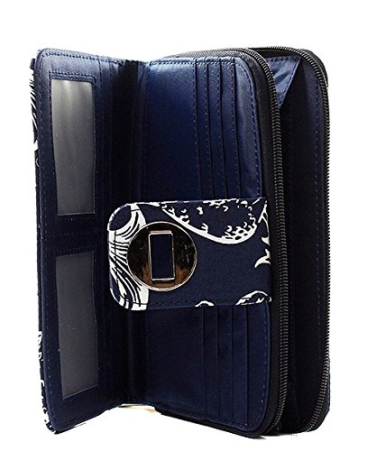 Quilted Canvas Zip Around Wallet with Twist Lock - Stylish & Secure Organizer for Everyday Use, Travel, and Business