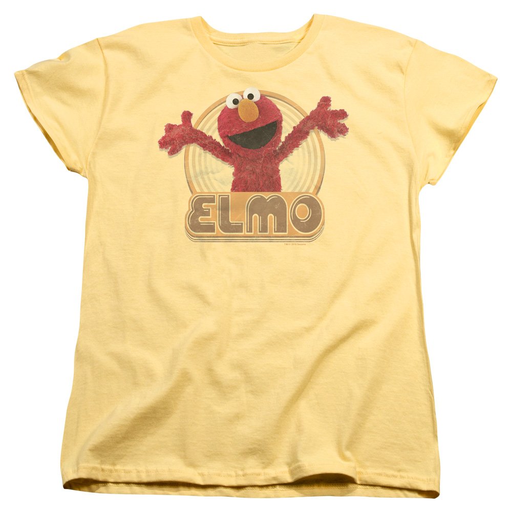 Trevco Sesame Street Elmo Iron-On Women's T-Shirt | Cute Cartoon Graphic Tee for Fans & Gifts | Perfect for Casual Wear, Cosplay & Themed Parties