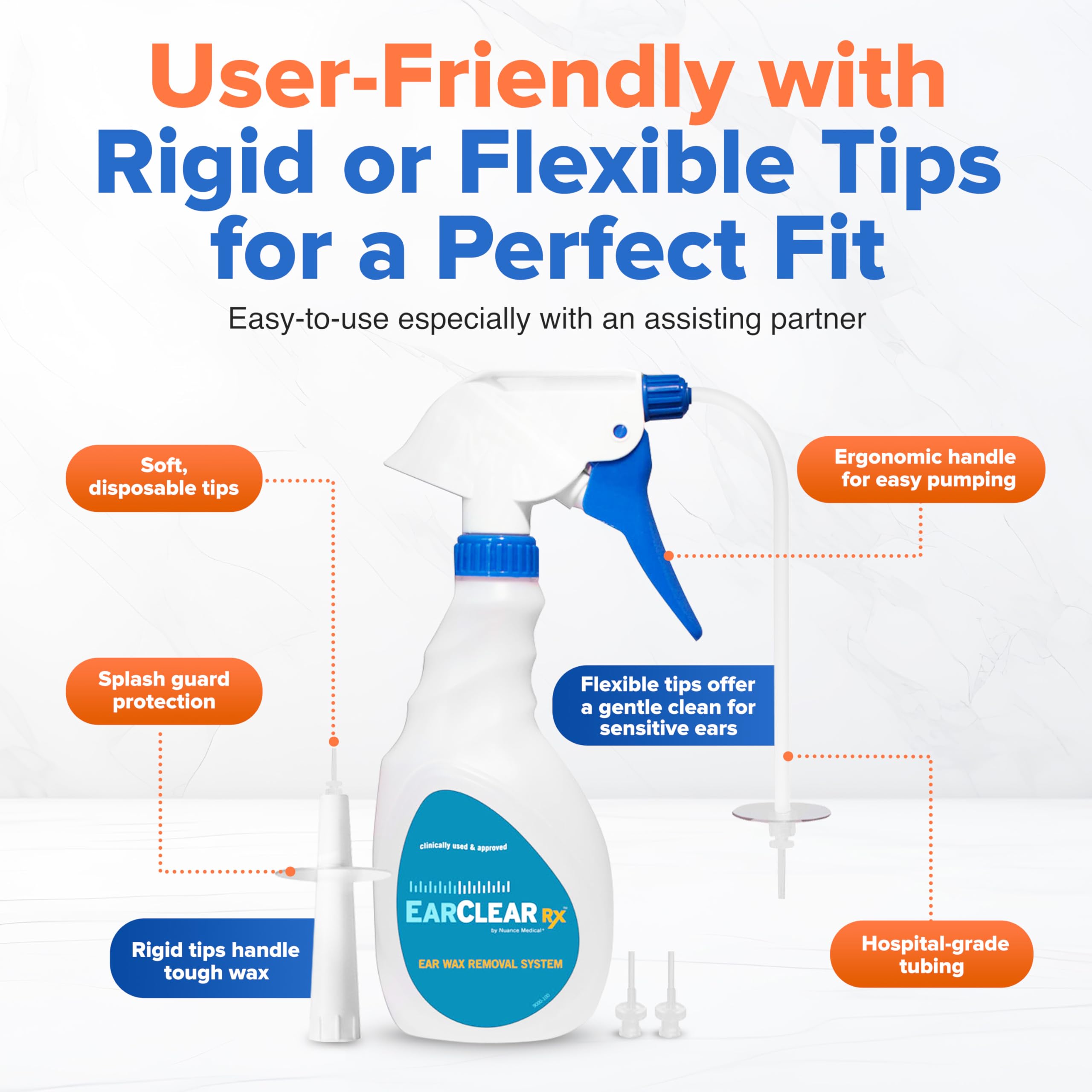 **EarClear Rx Complete Ear Wax Removal & Cleaning Kit – Safe, Gentle, Doctor-Recommended for Adults & Kids – Includes Bottle Washer, Basin & 20 Rigid & Flexible Tips – Perfect for Home Use, Travel, and Professional Ear Care**