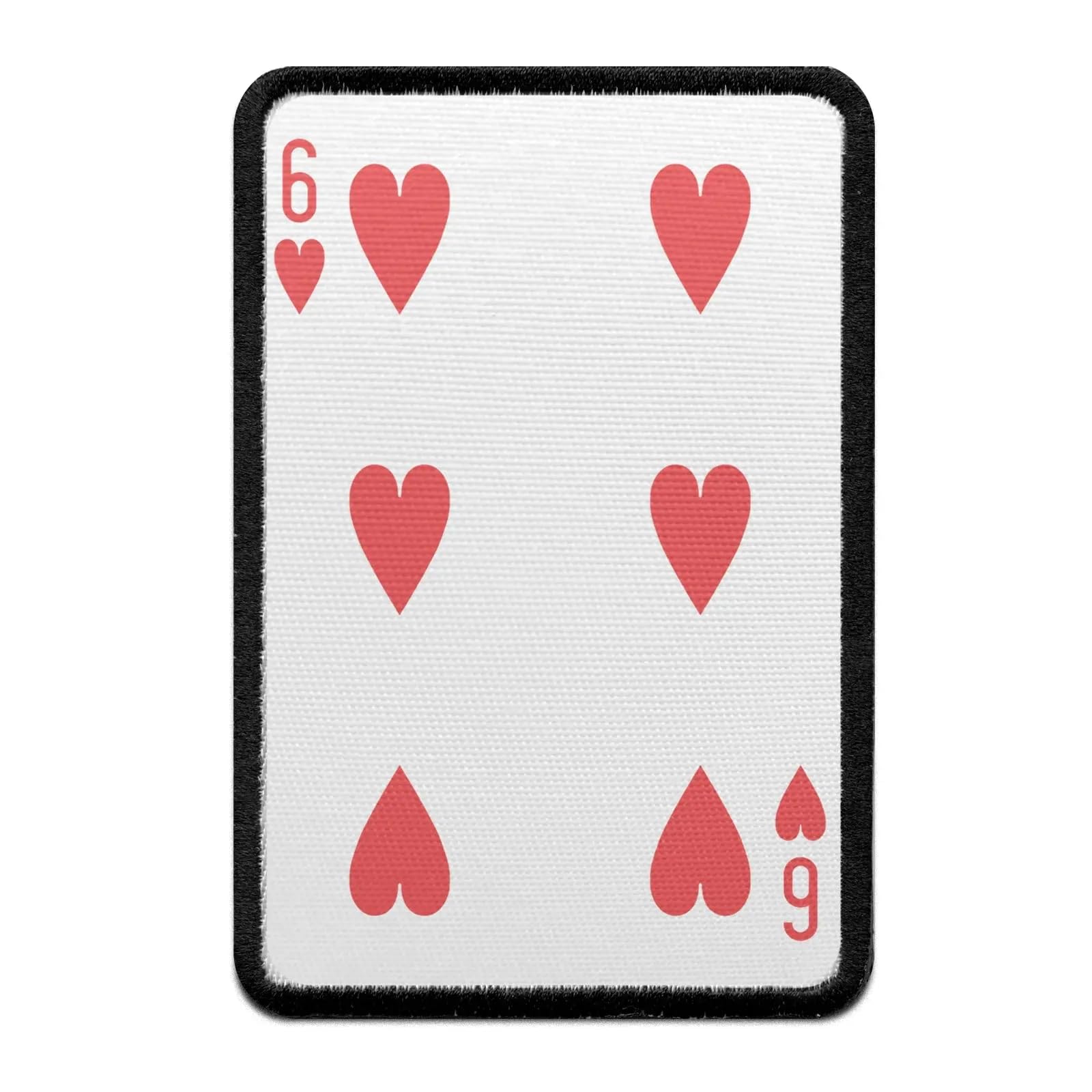 Six of Hearts Playing Card Embroidered Iron-On Patch - Perfect for DIY Clothing, Jackets, and Backpacks - Great for Cosplay, Costumes, and Custom Fashion Designs