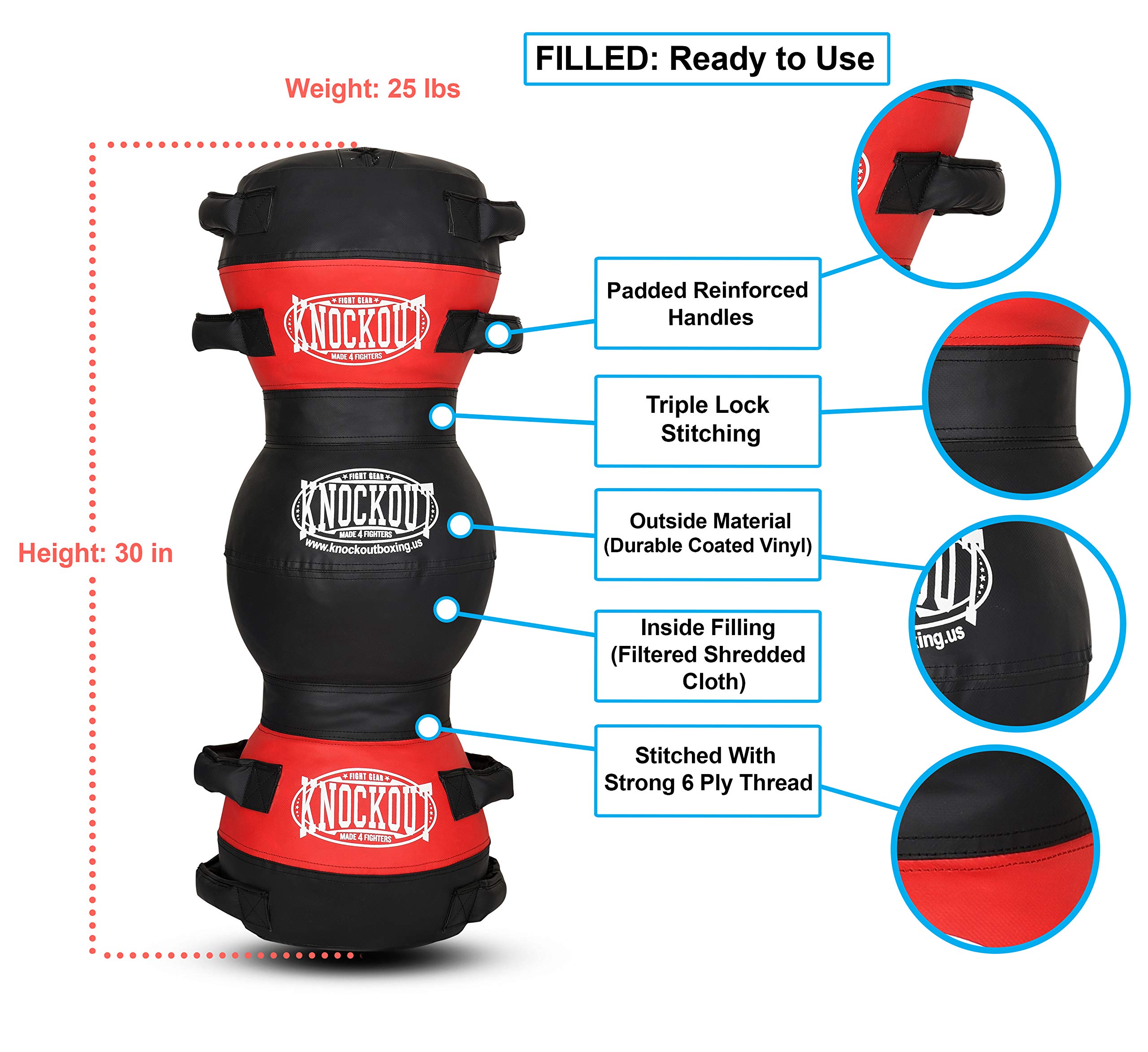 Premium MACS Filled Grappling Dummy for MMA, BJJ, Wrestling & Kickboxing Training - 45lbs & 25lbs Options for Adults & Kids - Perfect for Home Gym, Martial Arts Practice & Combat Sports Drills (Ready to Use)