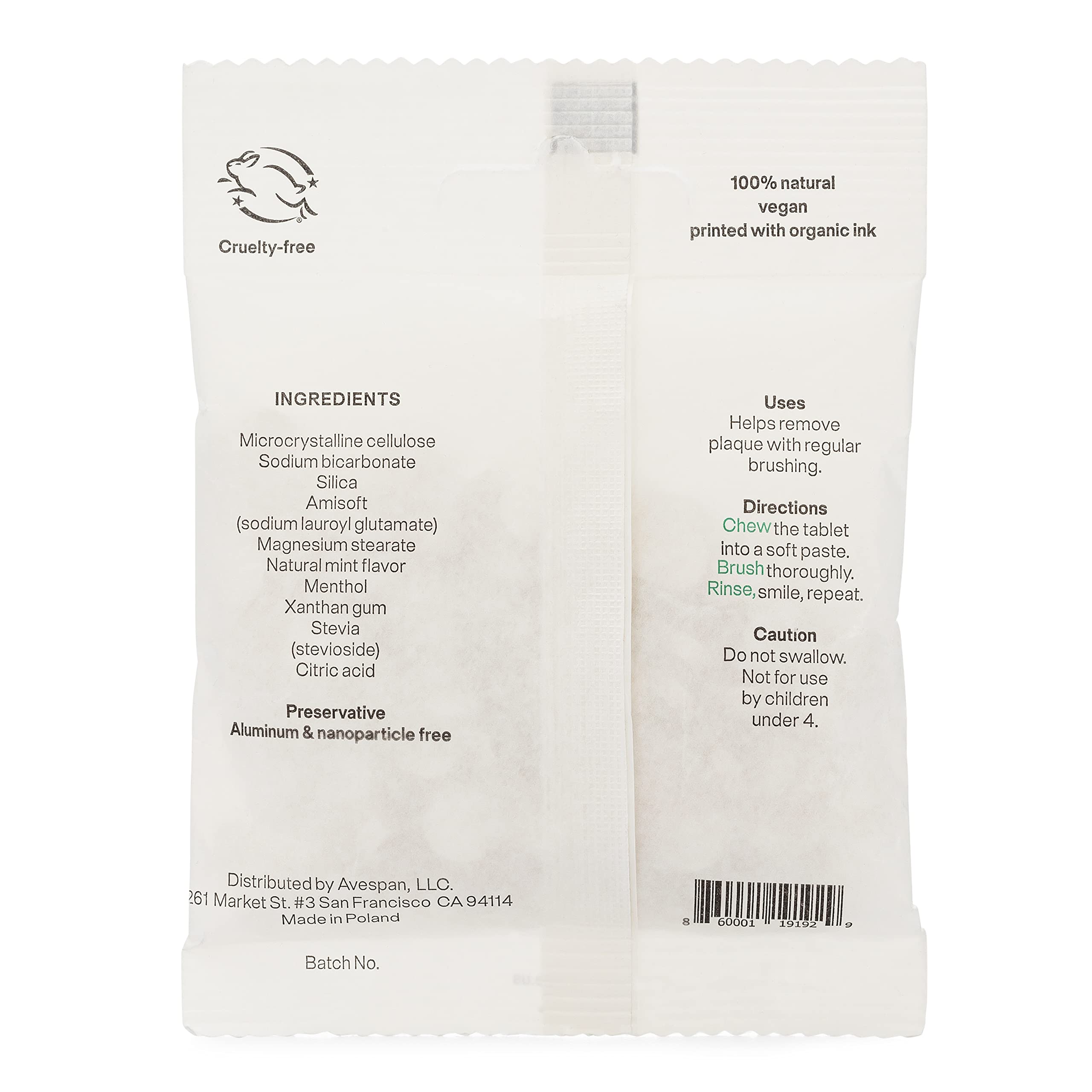 Eco-Friendly Toothpaste Tablets - Fluoride-Free, Vegan & Gluten Free Mint Tooth Tabs (125 Count, 2 Month Supply) | Plastic-Free, Travel-Friendly & Perfect for Camping, Hiking & On-the-Go Oral Care