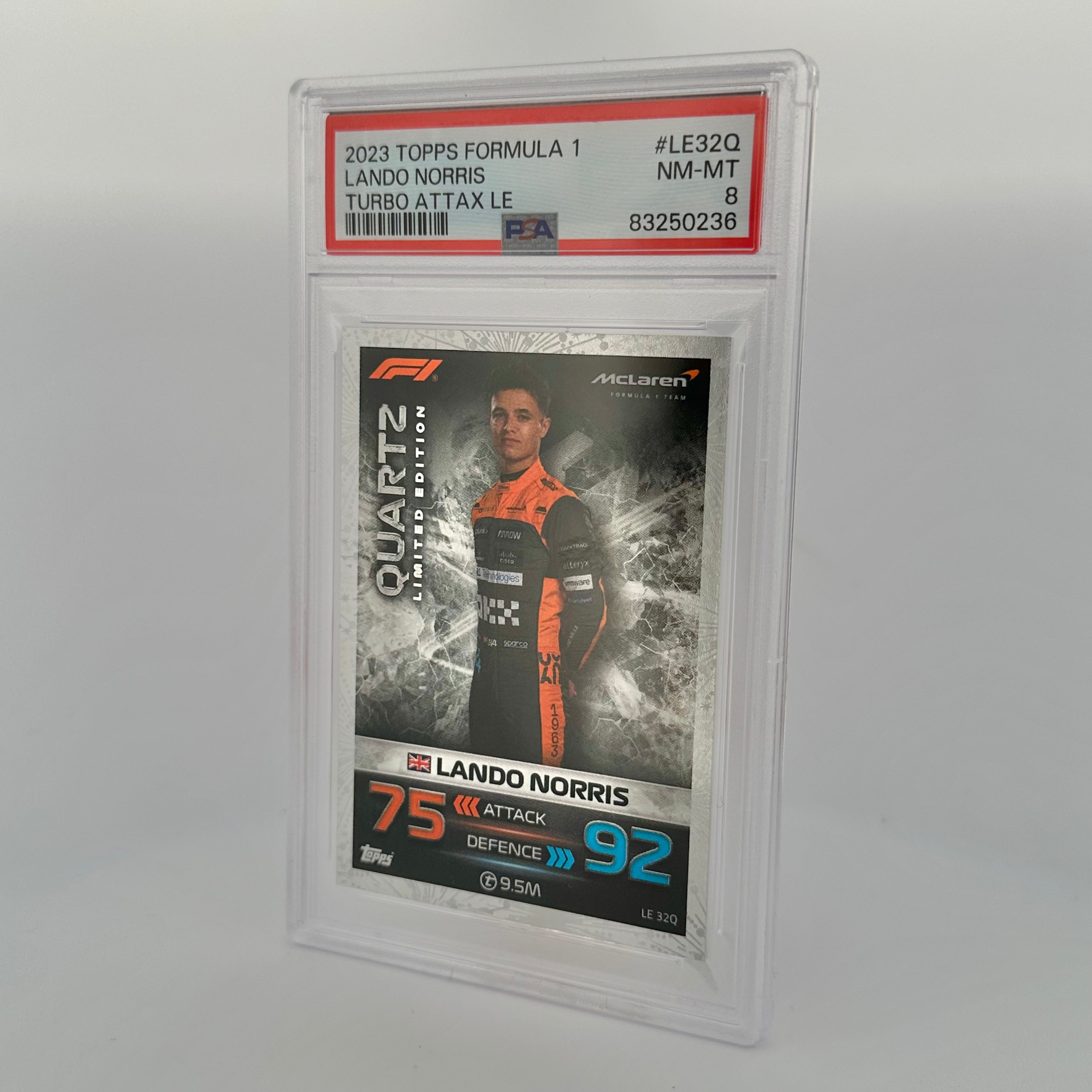PSA 8 Graded Lando Norris #LE32Q Quartz Limited Edition Trading Card - Perfect for Collectors, Investors & Formula 1 Fans