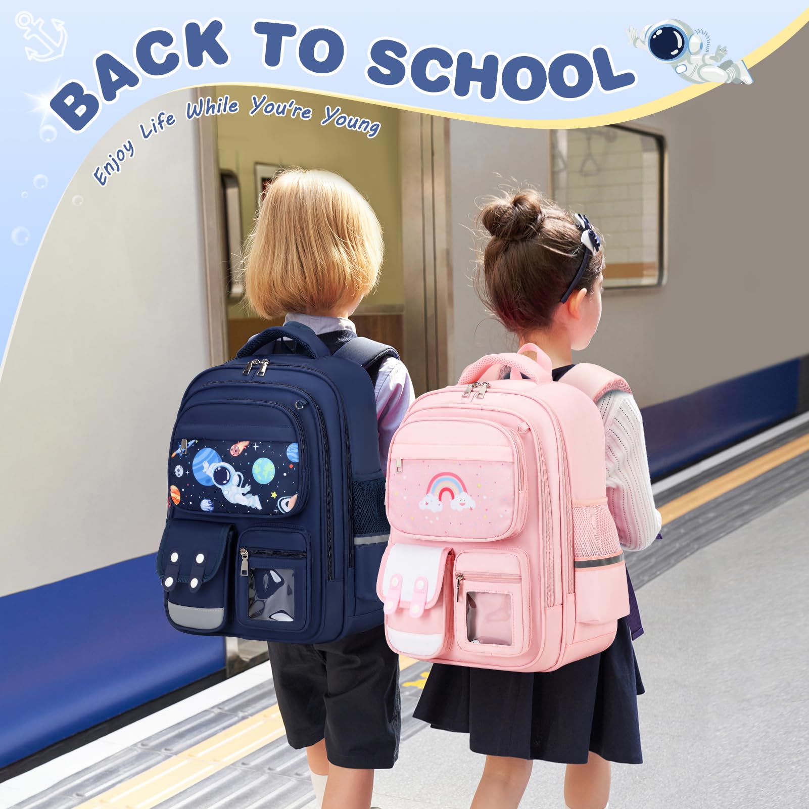 3PCS Boys Backpack Set with Lunch Box & Pencil Case - Space Astronaut Design for School & Travel