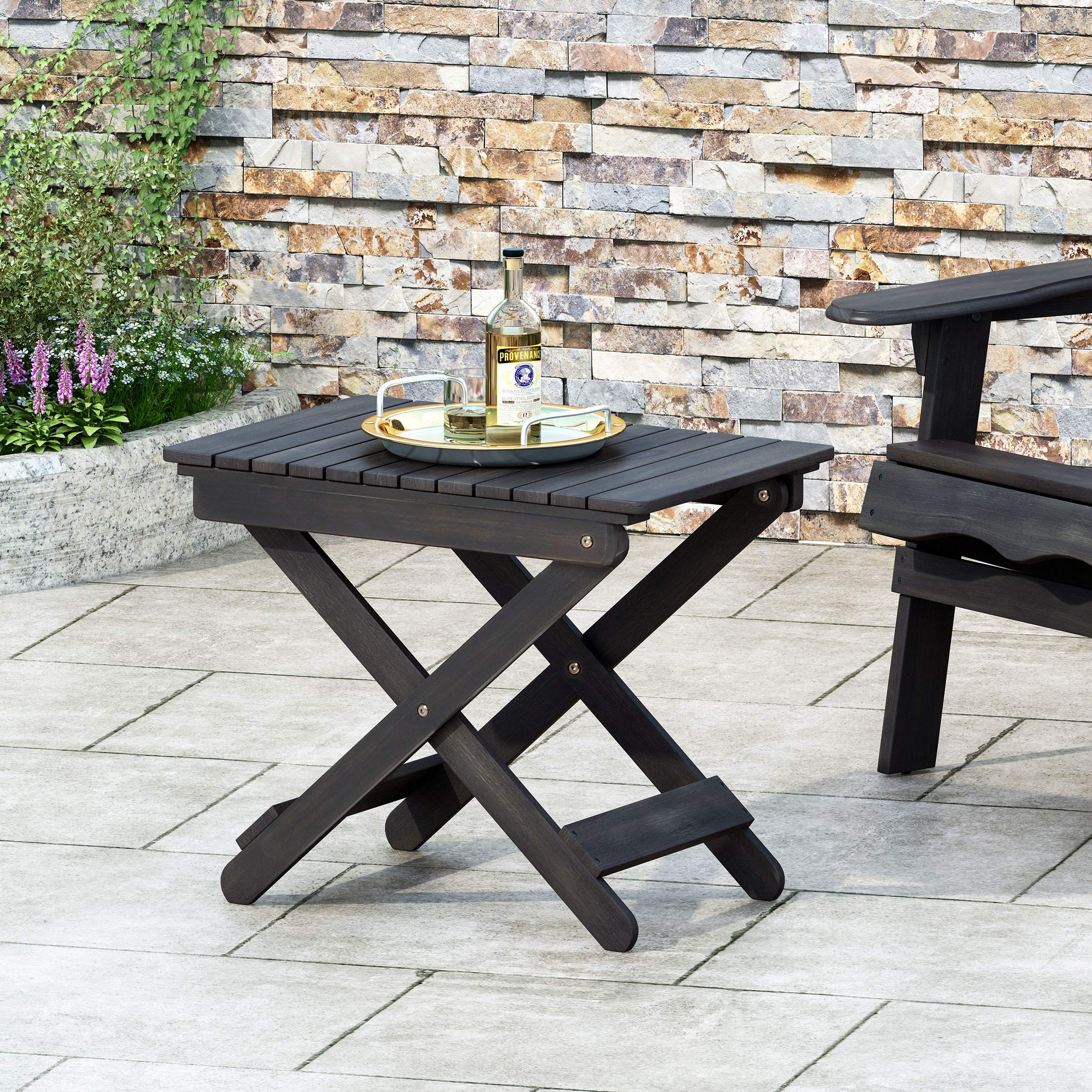 Christopher Knight Home Cornelia Outdoor Folding Side Table - Dark Gray Patio Furniture for Poolside, Garden & Balcony Use